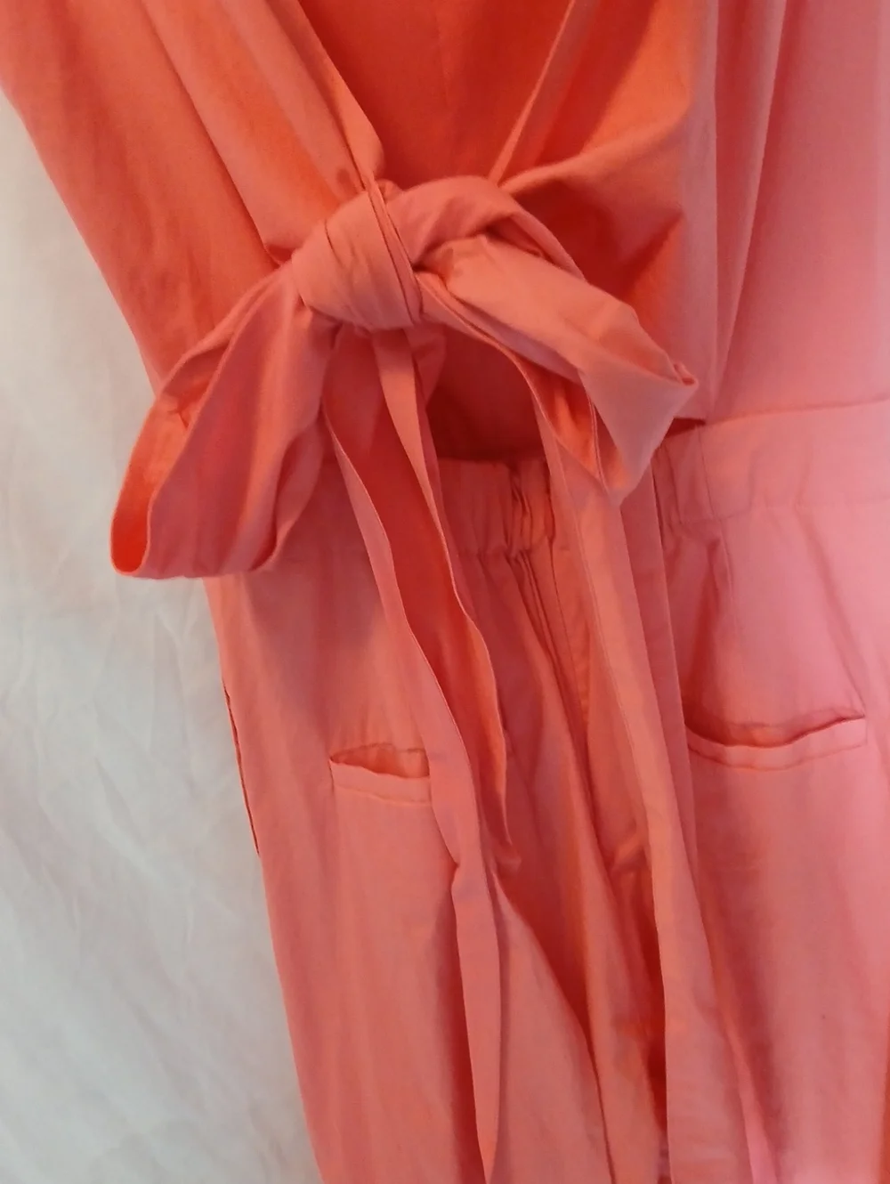 J. Crew Coral V-Neck Maxi Jumper , Open Back, Tie, Pockets